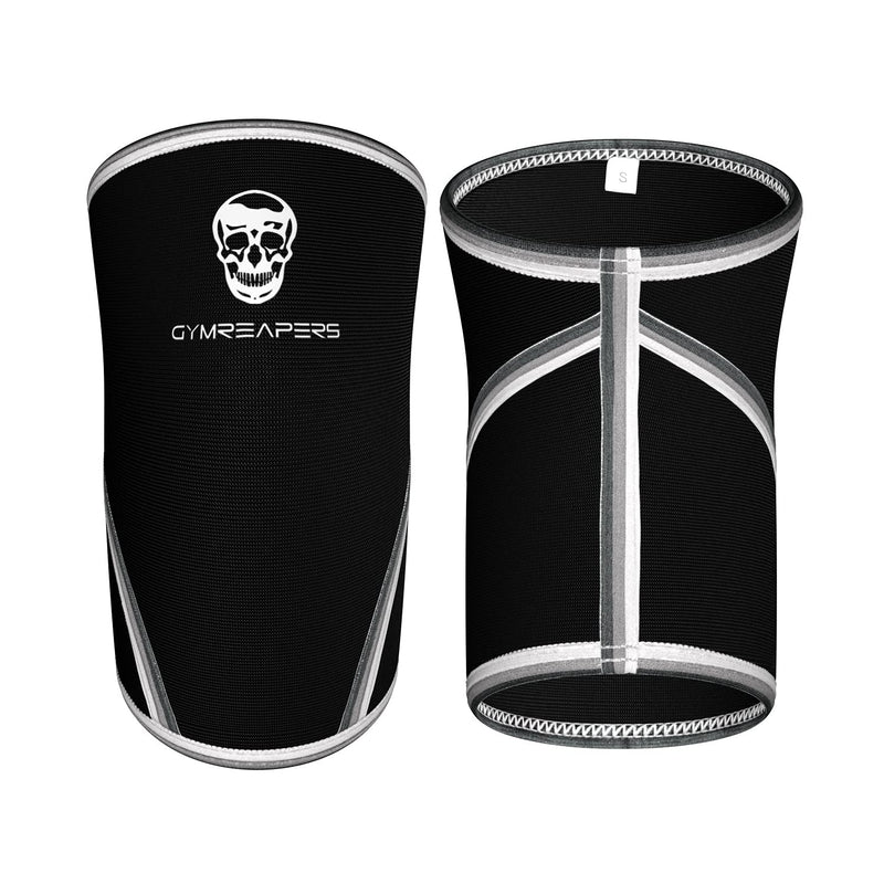 [Australia] - Knee Sleeves (1 Pair) Gym Bag - Knee Sleeve & Compression Brace for Squats, Fitness, Weightlifting, and Powerlifting - Gymreapers 7MM Sleeve Pair - for Men & Women - 1 Year Warranty (Medium) Black/White Medium 
