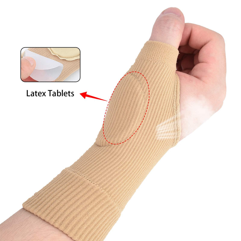 [Australia] - Wrist Thumb Compression Arthritis Gloves(1 Pair),Breathable Wrist Support Brace Wrist Sleeve with Gel Thumb Injury Pads,Comfortable Carpal Tunnel Sleeve for Hand Thumb Wrist Joint Relieve Pain Beige 