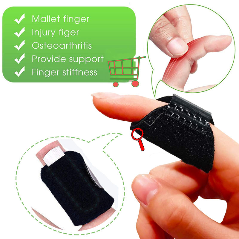 [Australia] - Reppkyh Finger Splint - 2 Pack Support for Trigger Finger, Mallet Finger, Baseball Finger, Strain, Sprains, Broken Fingers, Basketball Black+Blue 