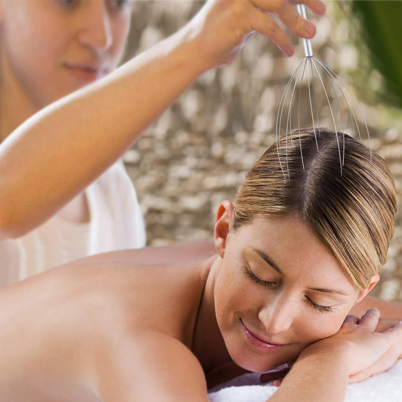 [Australia] - Sancheay Head Massager, Manual Scalp Head Scratcher, Handheld Scalp Massager for Deep Relaxation, Hair Stimulation and Stress Relief (Gold & Silver) Gold & Silver 
