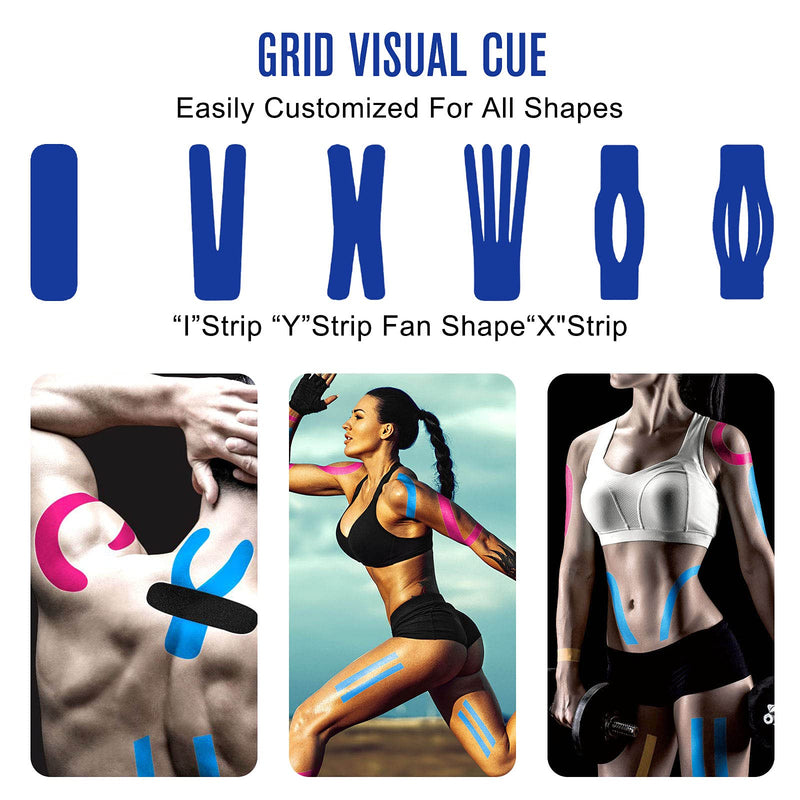 [Australia] - Kinesiology Tape Precut(4 Pack) Kinetic Tape Rolls Athletic Tape Elastic Therapeutic Sport Tape for Knees, Ankles, Shoulder, Elbow, Pain Relief and Injury Recovery 2 Inch x 16.4 ft (4 Pack) Navy Blue 