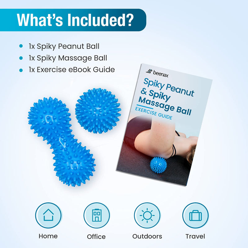 [Australia] - Beenax Hard Spiky Massage Ball Roller Set - Perfect for Plantar Fasciitis, Trigger Point, Deep Tissue, Myofascial Release - Designed to Relieve Stress and Relax Tight Muscles Blue 
