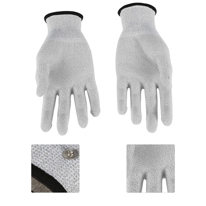 [Australia] - Electrode Gloves, 1 Pair Tens Machine Conductive Electrode Massage Gloves Electrotherapy Lead Wires(M) M 