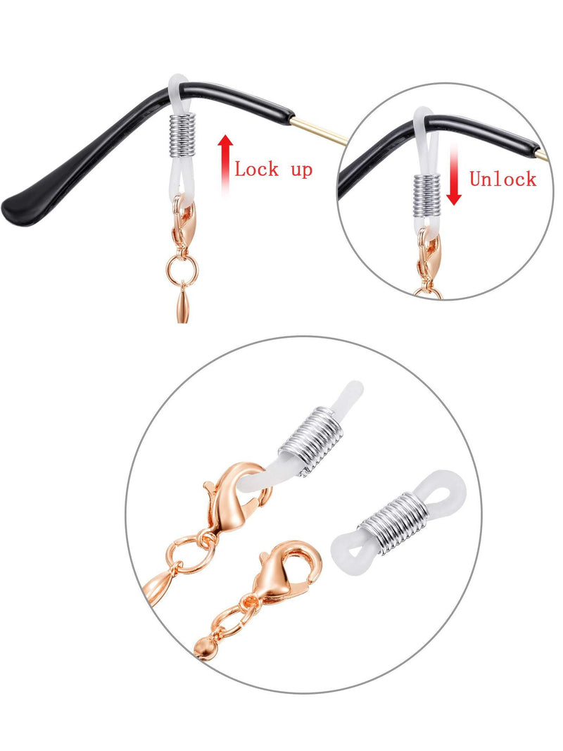 [Australia] - 3 Pieces Stainless Steel Eyeglass Chain Cord Reading Glass Lanyard Sunglass Holder with 6 Pieces Extra Silicone Loop 