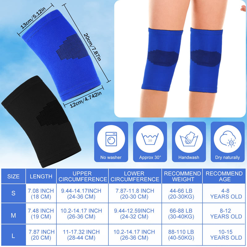 [Australia] - 2 Pairs Kids Knee Sleeve Kids Knee Brace Children Knee Support Kids Knee Compression Sleeve Child Knee Pads for Basketball, Volleyball, Sports, Gymnastics, Blue and Black (Small) Small 