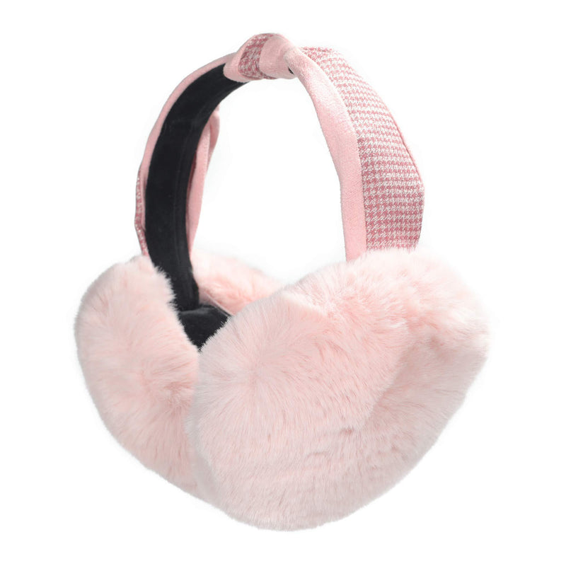 [Australia] - ZLYC Womens Winter Outdoor Faux Fur EarMuffs Foldable Big Ear Warmers Bowknot Pink 