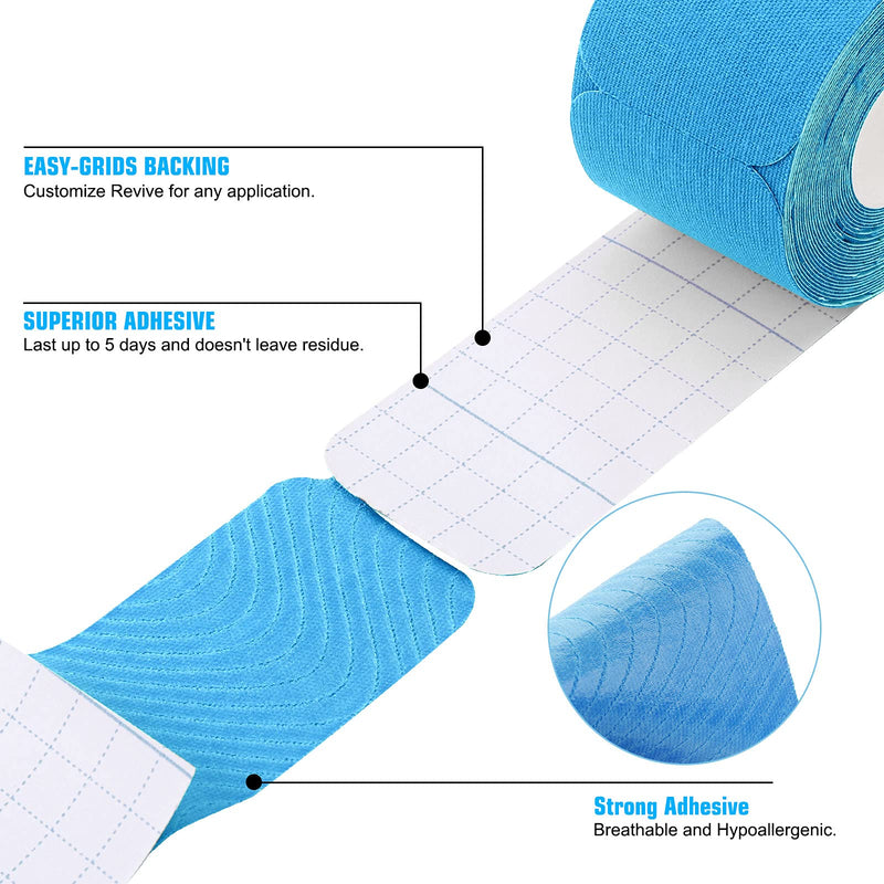 [Australia] - Kinesiology Tape Precut(1 Pack) Elastic Therapeutic Sports Tape Water Resistant Athletic Tape for Knees, Ankles, Shoulder, Elbow, Pain Relief and Injury Recovery 2 Inch x 16.4 feet Per Roll (Blue) (1 Pack) Blue 