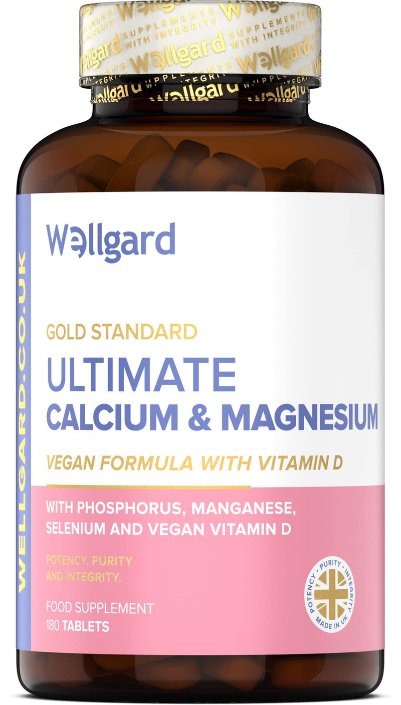 [Australia] - Vegan Calcium Magnesium Zinc and Vitamin D Capsules by Wellgard - Calcium Supplement, Calcium Tablets with Phosphorus, Manganese, Selenium, Copper, Made in UK 