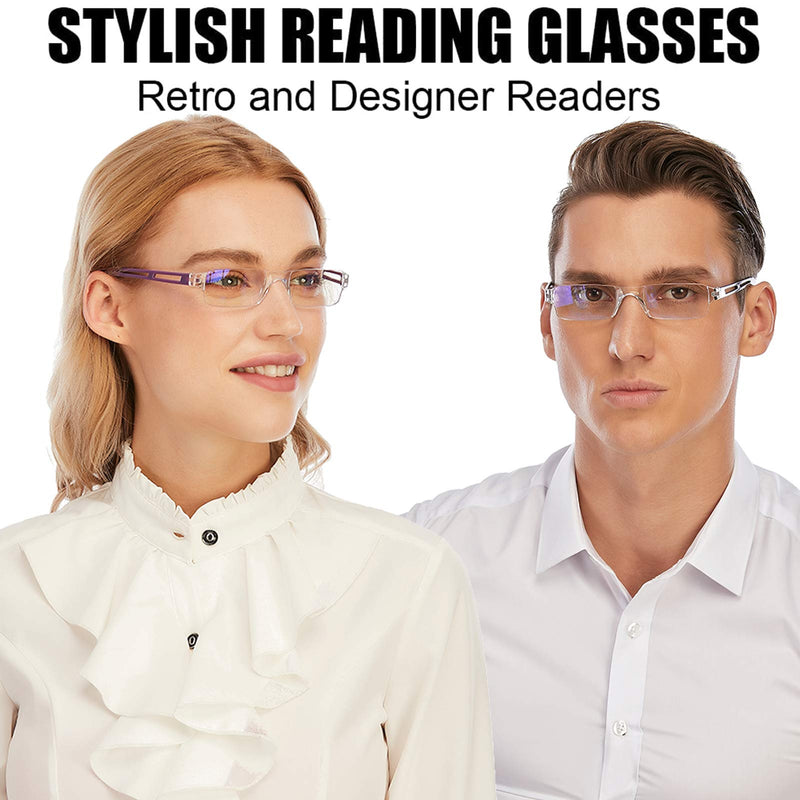 [Australia] - Reading Glasses Women Men Computer Blue Light Blocking, Rimless Clear Frames Readers Anti Glare Filter Lightweight Comfort (5 Pack Mix Color, 2.5) 5 Pack Mix Color 2.5 x 