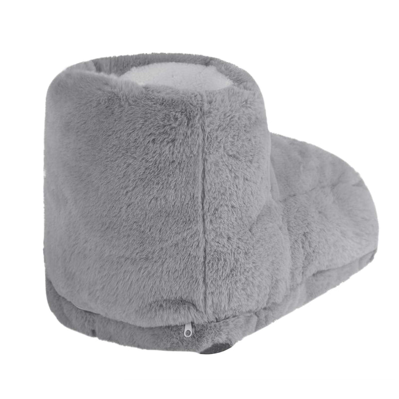 [Australia] - Furry USB Electric Heated Foot Warmers Winter Home Office Thick Plush Foot Heater Thermal Heating Pad Cushion Heat Therapy Feet Warmer Boots Shoes for Men Women Grey 