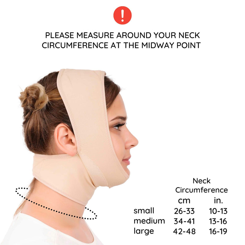 [Australia] - Post Surgery Neck and Chin Compression Garment Wrap Bandage for Women, Face Slimmer, Jowl Tightening, Neck Coverage, Chin Lifting Strap (L) Large (Pack of 1) 