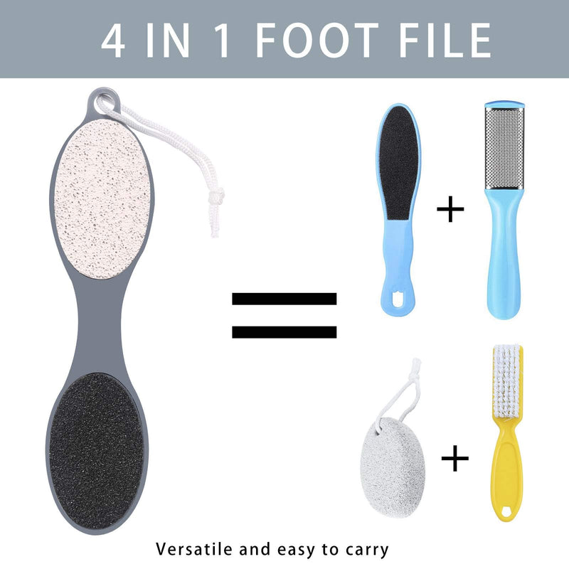 [Australia] - CLEEDY Foot File Callus Remover – Multifunction Pedicure Tools, Professional Foot Scrubber, 4-in-1 Foot Paddle with Pumice Stone, Foot Rasp, Brush & Emery File (Grey Foot Paddle) Grey Foot File 