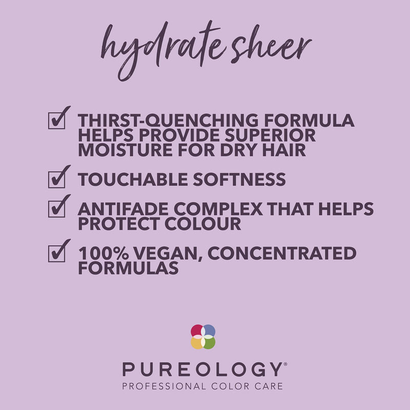 [Australia] - Pureology | Hydrate Sheer | Moisturising Conditioner| For Fine, Colour Treated Hair | Vegan 266 ml (Pack of 1) 