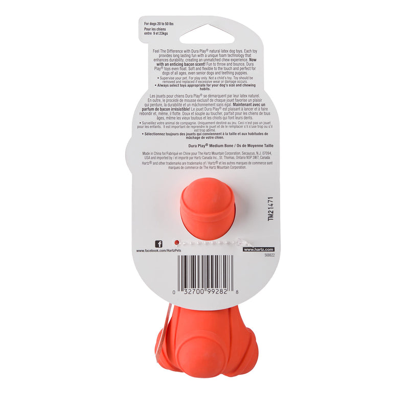 [Australia] - Hartz Dura Play Bacon Scented Squeak Bone Dog Toy, Multiple Dog Toy Sizes & Pack Sizes Medium 