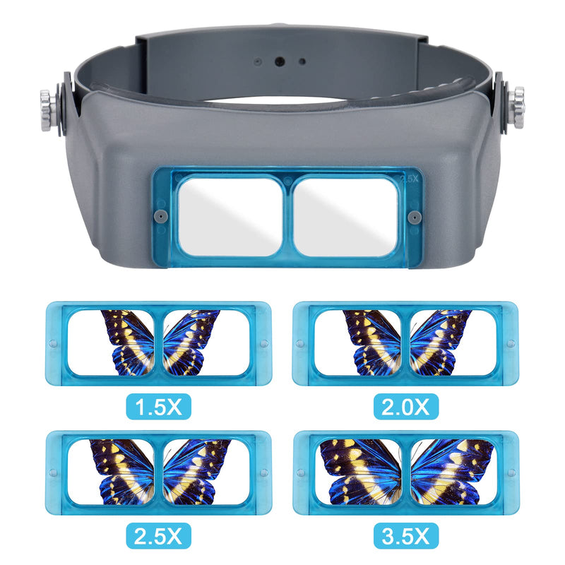 [Australia] - Head Mount Magnifier Optivisor Jewelers Magnifying Glasses 1.5X 2X 2.5X 3.5X Optical Headset Magnifying Visor Reading Magnifier Jeweler Loupe with 4 Lens Close Work Magnifier Headset for Electronics 