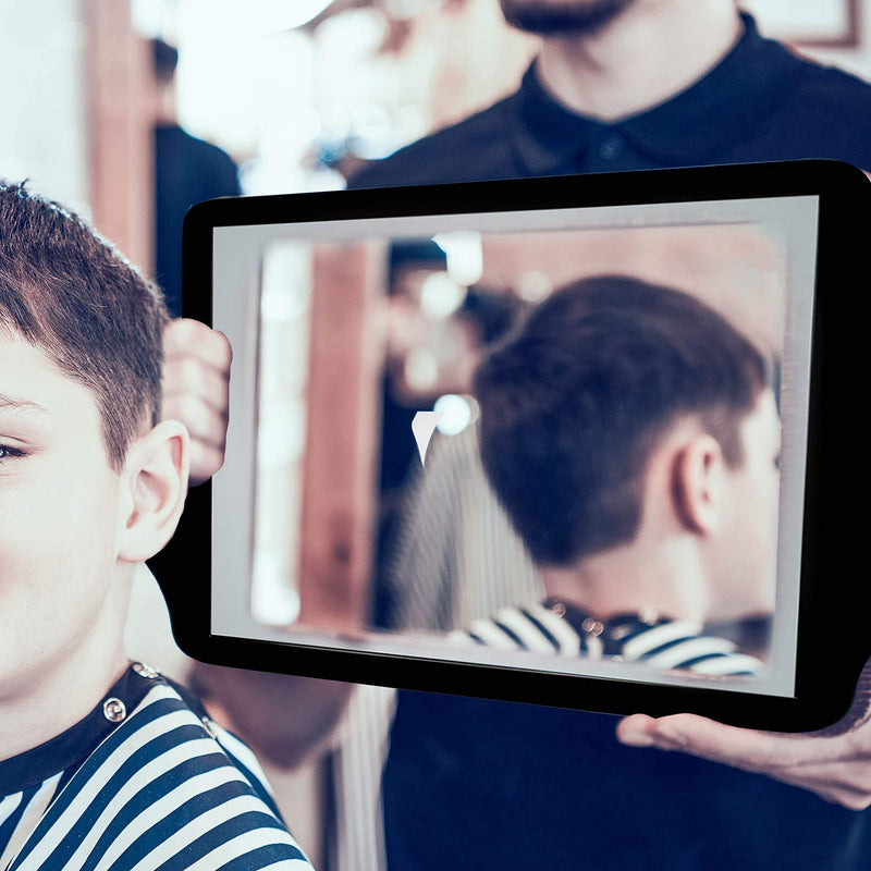 [Australia] - TRIXES Hairdressers Mirror - Salon Handheld Mirror ‚Äì with 2 Handles Wide Angle ‚Äìfor Hairdressing and Beauty - Large Size 36.5 x 21.7cm ‚Äì for Professional Barbers and Hairdressers - Black 