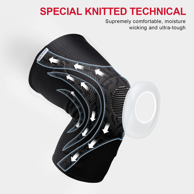 [Australia] - Tordo Knee Brace Compression Knee Sleeves Gel Pad Support & Side Stabilizers for Knee Pain, Patella Tendon Stabilizing, Meniscus Tear, Joint Pain Relief ACL for Man & Women Gym Weightlifting, Running Small Black 