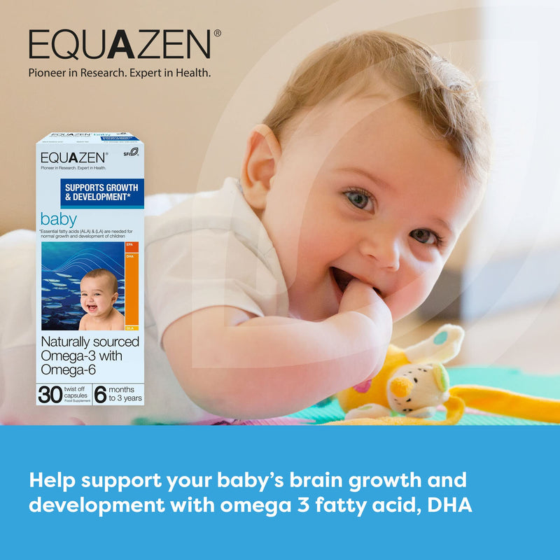 [Australia] - EQUAZEN Baby Capsules | Omega 3 & 6 Supplement | Supports Brain Function | Blend of DHA, EPA & GLA | Add to Food/Drink | For Babies from 6 Months to 3 Years | 30 Capsules 