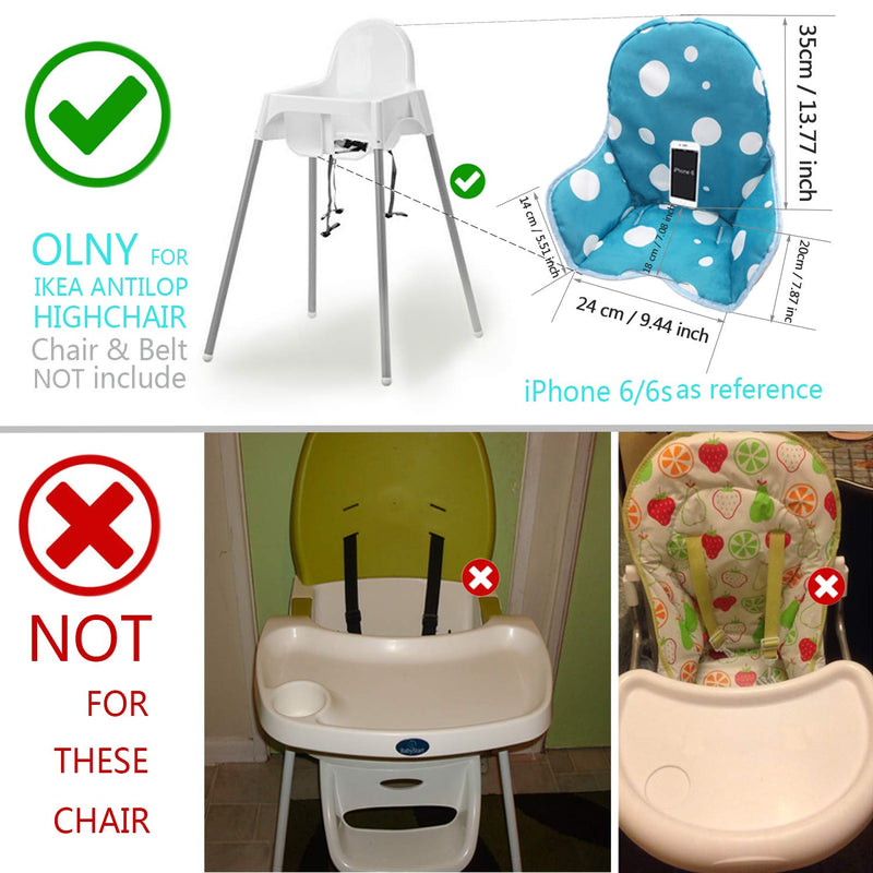 [Australia] - ZARPMA Seat Covers Cushion for Ikea Antilop Highchair,Washable Foldable Baby Highchair Cushion Cotton Padded Insert for Ikea Child Chair (Blue) Blue 