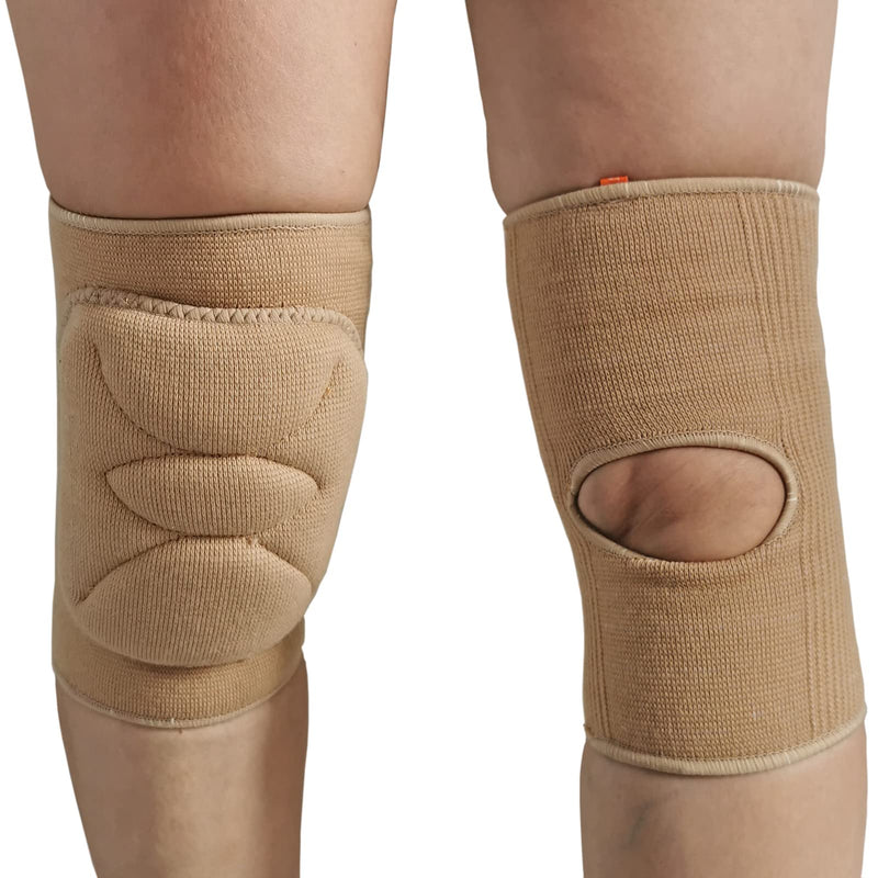 [Australia] - DANCEYOU Knee Pads Brace Sport Support thick Sponge Anti-Slip Collision for Teenager and Adult Dance Yoga Volleyball Exercise Garden M Nude 