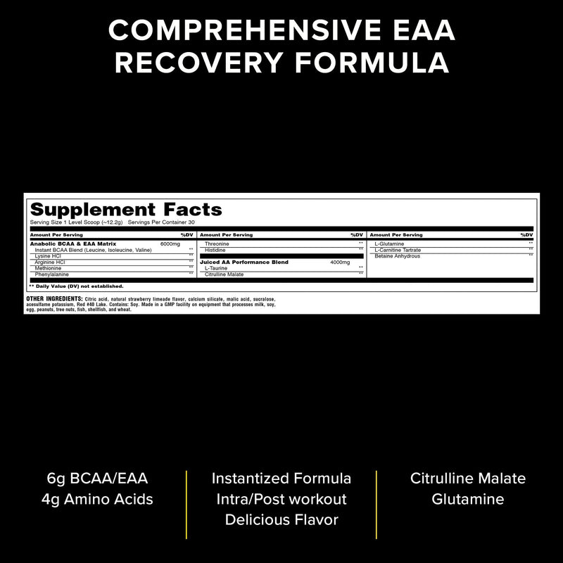 [Australia] - Animal Juiced Aminos - 6g BCAA/EAA Matrix plus 4g Amino Acid Blend for Recovery and Improved Performance - Strawberry Limeade - 30 Servings , 12.9 Ounce 12.9 Ounce (Pack of 1) 
