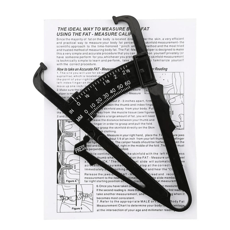 [Australia] - Mcles Body Fat Caliper and Measuring Tape for Body, Body Fat Caliper Set, Retractable Double Scales Rulers for Accurately Measuring BMI Skin Fold Fitness and Weight-Loss, Black 