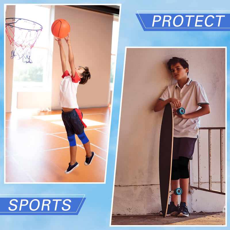 [Australia] - 2 Pairs Kids Knee Sleeve Kids Knee Brace Children Knee Support Kids Knee Compression Sleeve Child Knee Pads for Basketball, Volleyball, Sports, Gymnastics, Blue and Black (Small) Small 