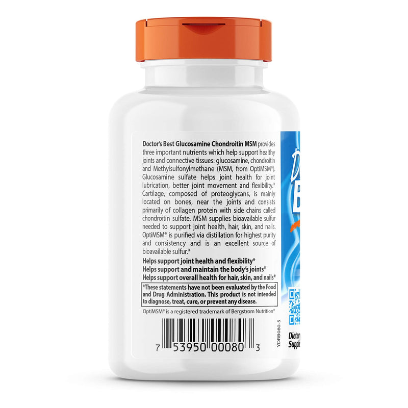 [Australia] - Doctor's Best Glucosamine Chondroitin Msm with OptiMSM Capsules, Supports Healthy Joint Structure, Function & Comfort, Non-GMO, Gluten Free, Soy Free, 120 Count (Pack of 1) 