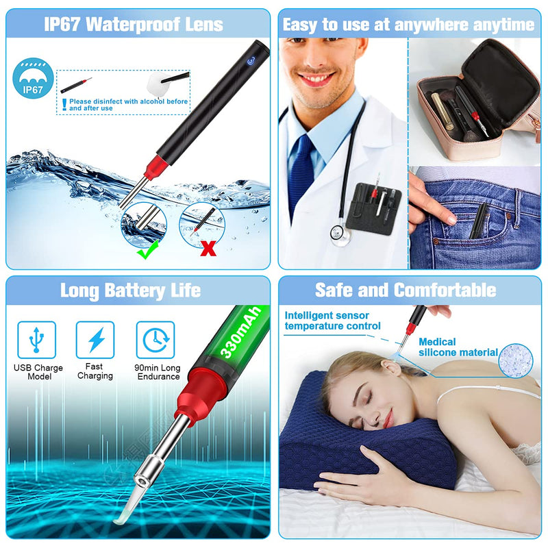 [Australia] - Urbesty Earwax Removal Tool,HD Wireless Otoscope Ear Wax Remover Kits Visual Ear Cleaning Endoscope with Light 3.5mm WiFi Ear Camera with Ear Spoons 