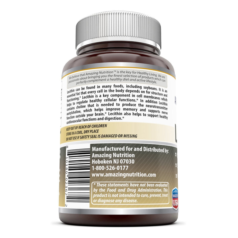 [Australia] - Amazing Formulas Lecithin Dietary Supplement * 1200 mg High Potency Lecithin Softgels (Non GMO,Gluten Free) -Promotes Brain & Cardiovascular Health * Aids in Cellular Activities * 240 Softgels 240 Count (Pack of 1) 