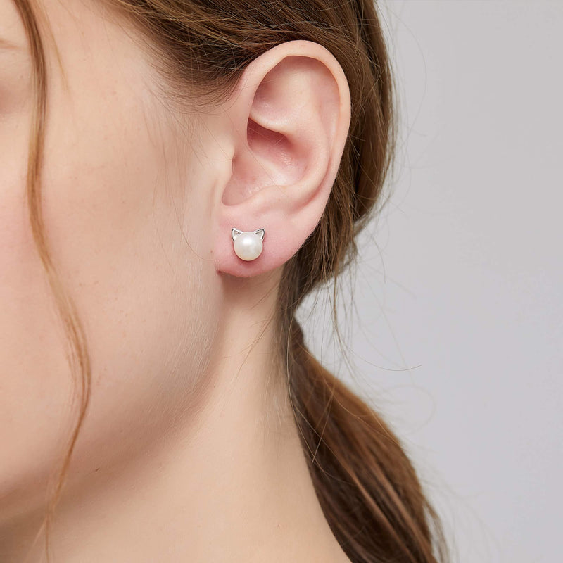 [Australia] - jiamiaoi Pearl Earrings,925 Sterling Silver Freshwater Cultured Pearl Stud Earrings,Lovely Fashion Pearl Earrings Gifts for Women,Teen,Girls A1-silver Earring 