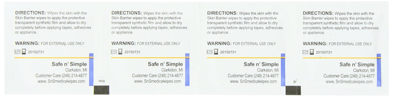 [Australia] - Safe n' Simple Skin Barrier Alcohol Free Sachet, 100 Count No-Sting Skin Barrier Film - 2.4" x 2.4" 
