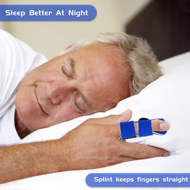 [Australia] - Trigger Finger Splints, 4 PCS Adjustable Fixing Sleeves Fractures Splints for Broken Finger, Pinky Finger, Injured Finger Ideal, Sport Injuries (Red + Green + Blue + Yellow) Red + Green + Blue + Yellow 