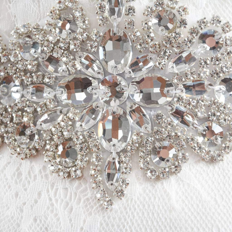[Australia] - Rhinestone Belt Bridal Belt Sash Belt Waist Belt Women Wedding Dress Belts Wedding Belt With Crystals Wedding Belts for Bride Rhinestone Applique D0630 Silver-004 