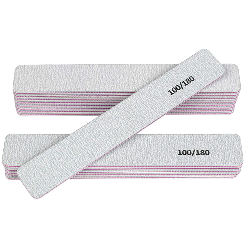 [Australia] - Nail File 12 PCS Professional Reusable 100/180 Grit Double Sides Washable Nail File Manicure Tools for Poly Nail Extension Gel and Acrylic Nails Tools Suit for Home Salon 