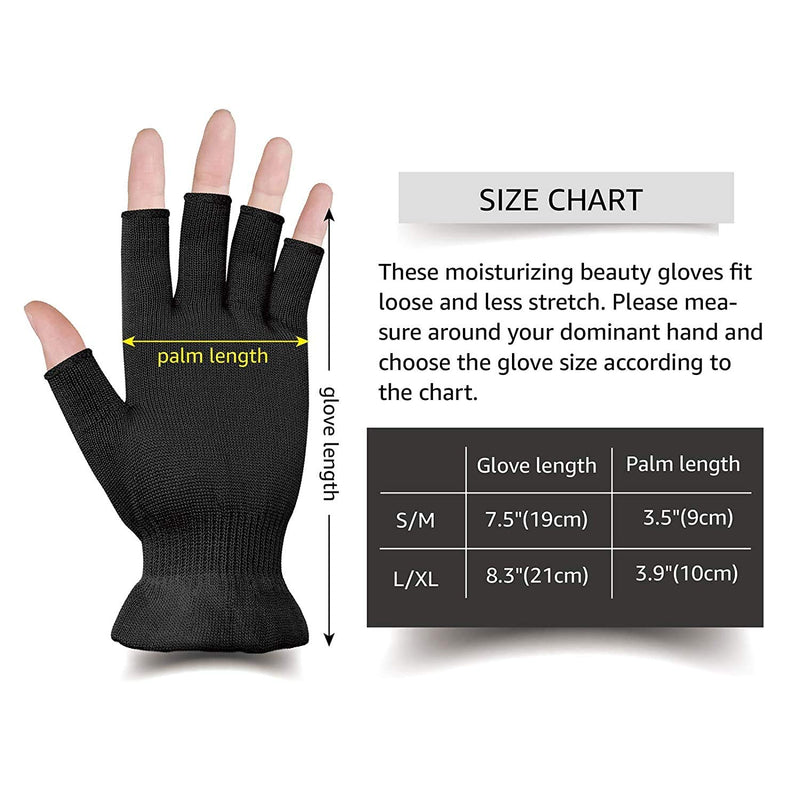 [Australia] - MIG4U Fingerless Moisturizing Beauty Gloves Half Finger Touchscreen Glove for SPA, Eczema, Dry Hands, Cosmetic Treatment, Summer Sun UV Protection Black 1pair S/M black-1 pair 