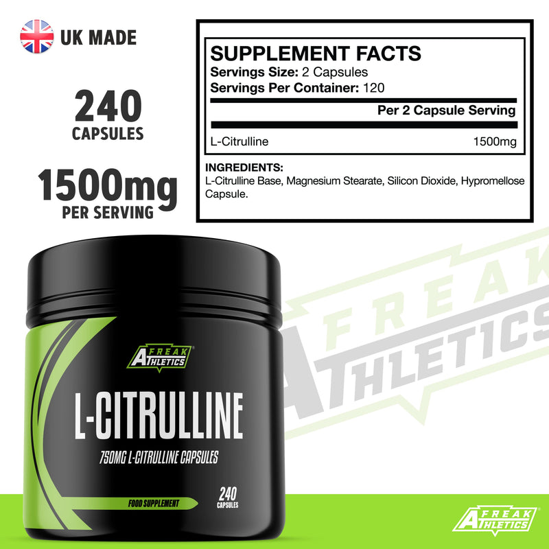 [Australia] - L-Citrulline 240 Capsules - 750mg Capsules / 1500mg Per Serving - High Strength Amino Acid for Muscle Performance & Recovery 