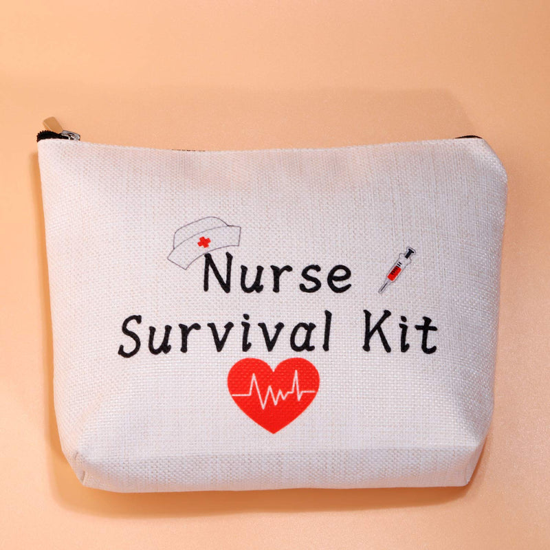 [Australia] - PXTIDY Nurse Gifts Nurse Survival Kit Cosmetic Bag Nurse Pencil Pouch Nurse Bag Nursing Gift Nurse Student Graduation Gift (Beige) Beige 