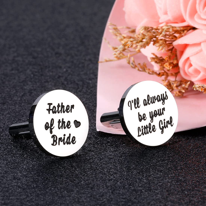 [Australia] - Father of The Bride Cufflink for Men Dad from Daughter to Daddy Gifts for Him Papa Thank You Gifts from Bride Groom Wedding Engagement Cuff Link I Will Always Be Your Little Girl 