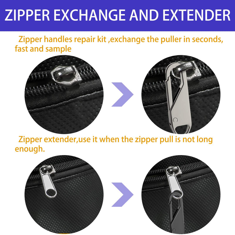 [Australia] - 10 Pieces Zipper Pull Replacement Zipper Repair Kit Zipper Slider Pull Tab Universal Zipper Fixer Metal Zipper Head (Black, Silver, Gun-Black, Platinum, Light Gold, Bronze) Black, Silver, Gun-black, Platinum, Light Gold, Bronze 