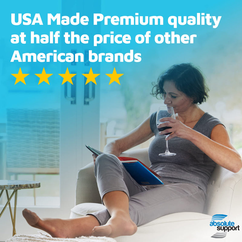 [Australia] - Absolute Support - Made in USA - Size Medium - Sheer Compression Socks for Women Circulation 15-20 mmHg - Lightweight Long Compression Knee High Support Stockings for Ladies - Nude 