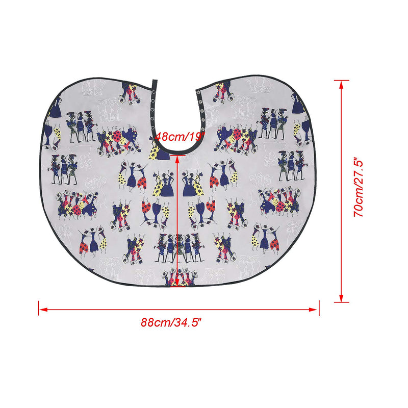 [Australia] - Noverlife Short Makeup Cape with Pattern Design, Makeover Bib for Beauty Salon Clients Smock, Lightweight Comb-out Beard Shaving Apron Hairdressing Shampoo Cape for Makeup Artist Beautician Stylist Artsy (Snap Button Closure) 