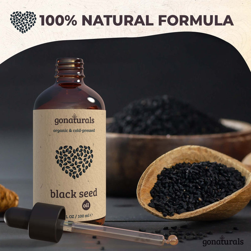 [Australia] - GONATURALS Black Seed Oil - Black Seed Oil Organic Cold Pressed: Hair Oils for Hair Growth from Black Cumin Seeds - Black Seed Oil for Hair Growth & Skin - A Cold Pressed Nigella Sativa Oil, 100ml 