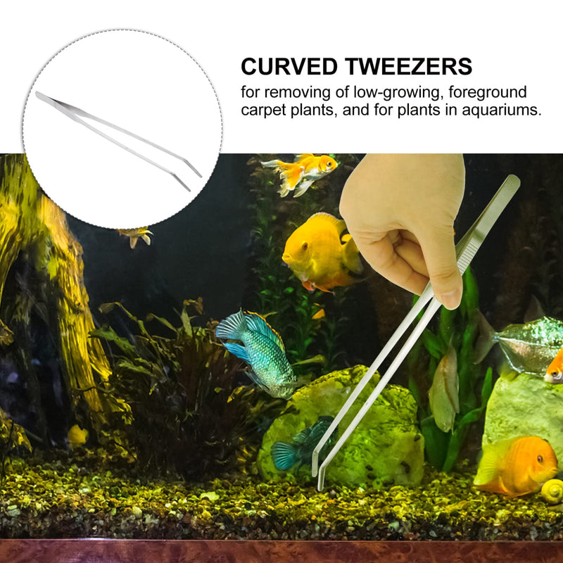 [Australia] - Balacoo Aquarium Tweezers Extra Long 10 inches, Stainless Steel Curved Tweezers 27cm Extra Long Tweezers for Fish Tank Plant Aquascape Tools, Feeding Tongs 