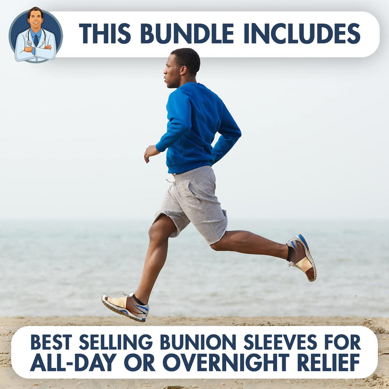 [Australia] - Dr. Frederick’s Original Super Bunion Treatment Bundle - 14PC Bunion Kit - PLUS 1 Pair Bunion Sleeves - Bunion Corrector, Splints, Pads, Bootie Bunion Cushions - Small - Large - W7-14 | M5-13 