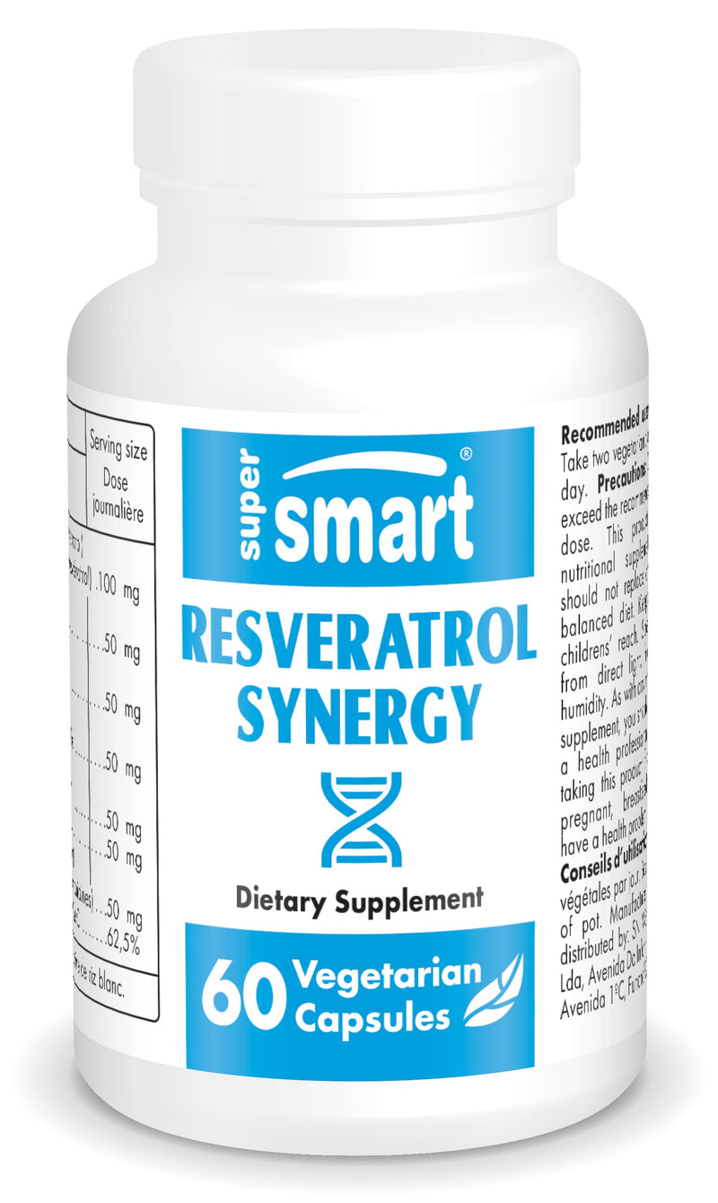 [Australia] - Supersmart - Resveratrol Synergy Supplement - Vitamin C - Anti Aging Formula with Transresveratrol & Quercetin | Non-GMO & Gluten Free - 60 Vegetarian Capsules 