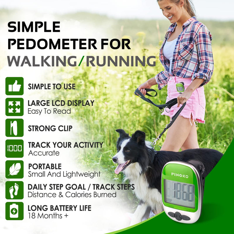 [Australia] - PINGKO Outdoor Multi-Function Portable Sport Pedometer Step/Distance/Calories/Counter - Green A1-Green 