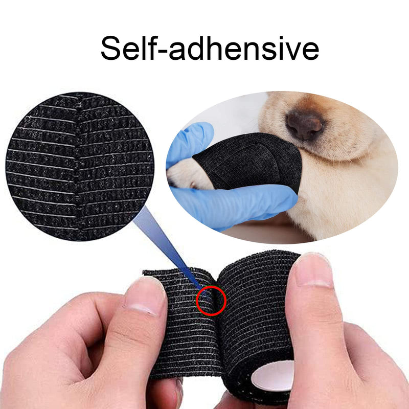 [Australia] - Self-adhesive Bandage - Unihuby 6pcs Grips Wrap Disposable Self Adhering Elastic Non-Woven for Handle Grip Tube Postoperative Wound Sports Protection (Black) Black 