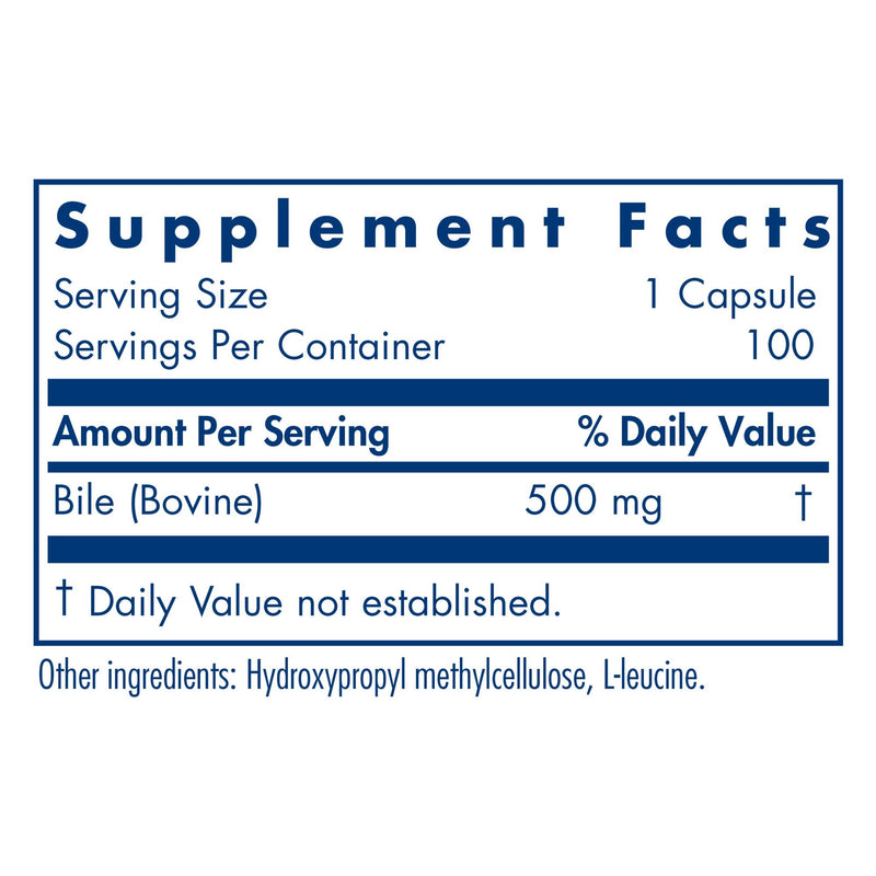 [Australia] - Allergy Research Group - Ox Bile 500 mg - Fat Digestion, Liver/Metabolic/GI Support - 100 Vegicaps 