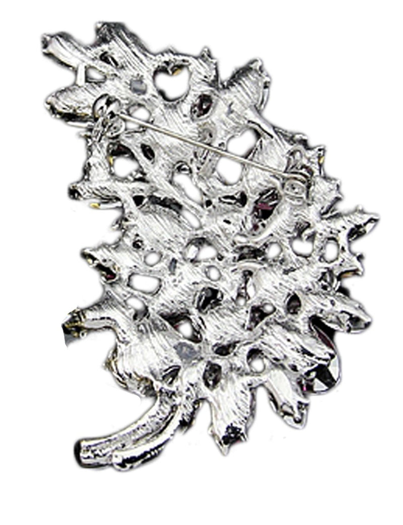 [Australia] - Danbihuabi Large Crystal Rhinestone Resin Flower Leaf Brooch Pin 6 Styles silver plated white 